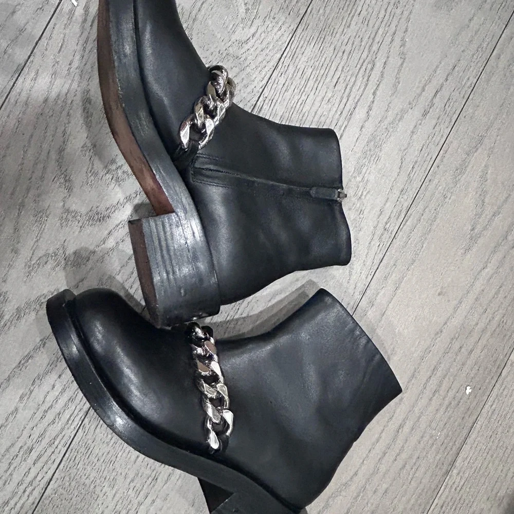 Givenchy Black Ankle Boots with Silver Chain - Picture 5 of 7